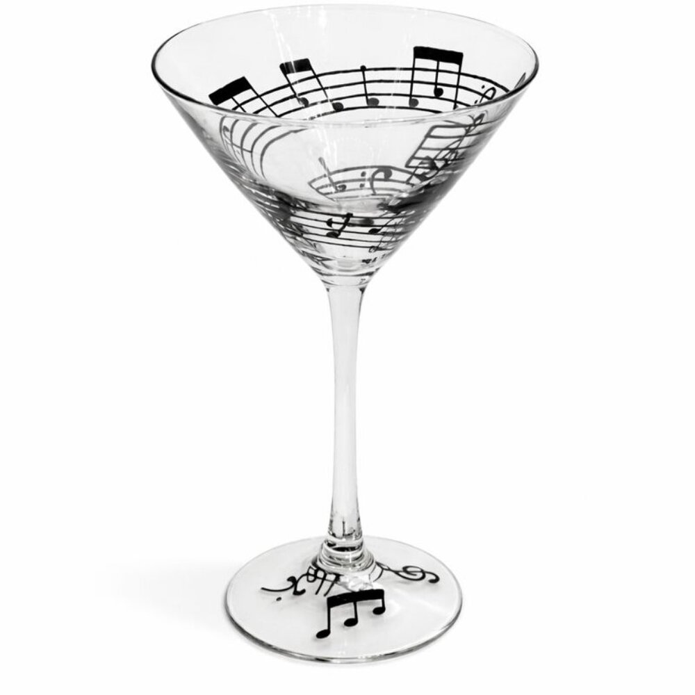 Music Notes Martini Glass Black Musical Staff Cocktail Glass Barware